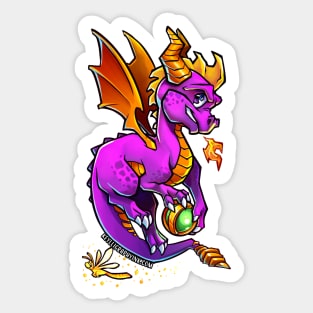 Purple Dragon with Green Orb Sticker